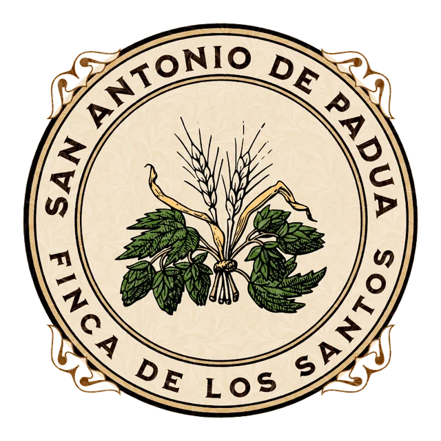 Sello de San Antonio de Padua con espigas de trigo y flores de lúpulo